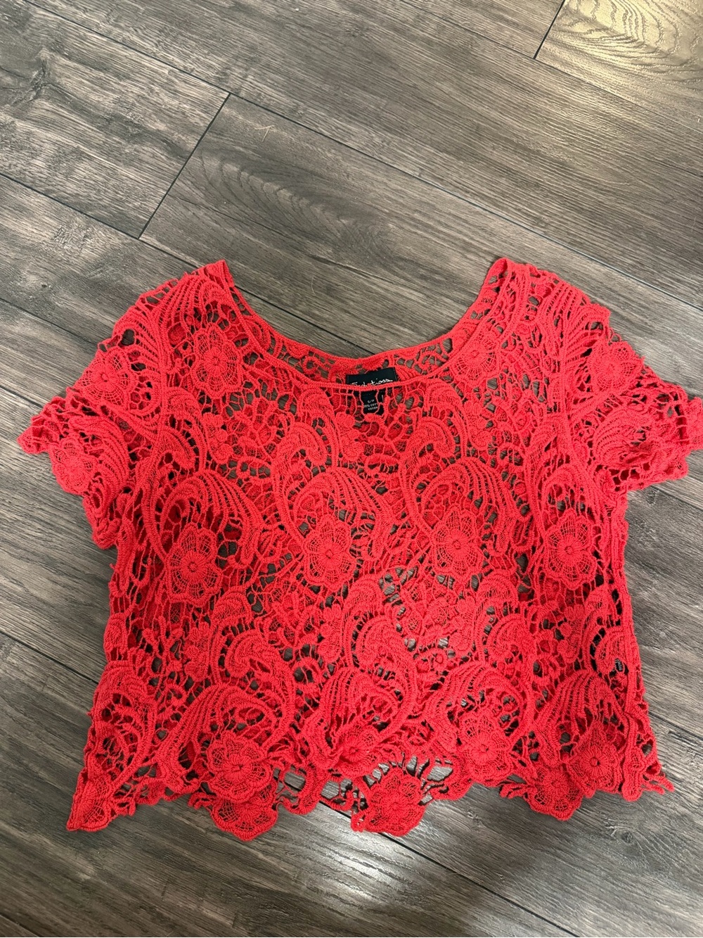 Red Crochet Lace Crop Top - Women